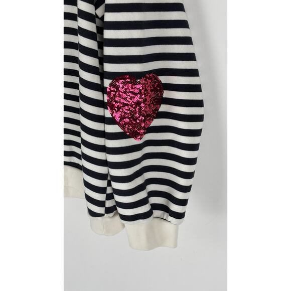 Live Well Lifestyle Womens Striped Sweatshirt Size XL Black White Pink Heart NWT - Picture 5 of 9